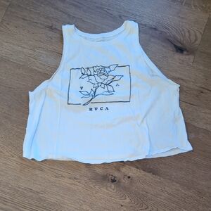 RVCA White Tank Top with Floral Graphic